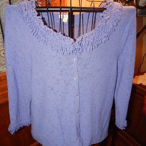 Ladies Coldwater Creek Button-Front Cardigan Sweater - Size XL(16) - Purple